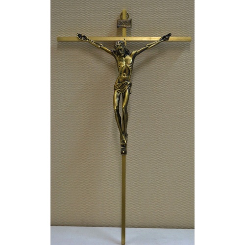 49cm Solid Brass Wall Crucifix, Metal Corpus, Brass Cross 490 x 280mm, Made in Italy