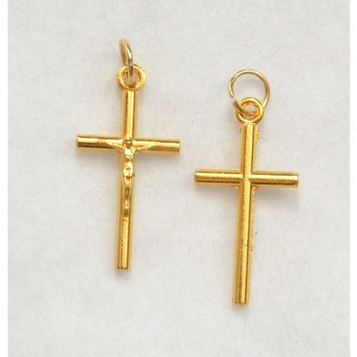 Crucifix, 25mm Metal Cross & Corpus, Gold Tone Pendant, Quality, Made in Italy