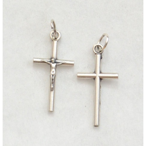 Crucifix, 25mm Metal Cross & Corpus, Silver Tone Pendant, Quality, Made in Italy