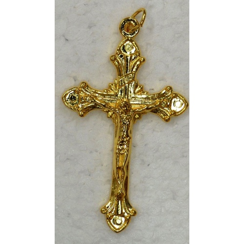 Crucifix, 50mm Metal Cross & Corpus, Gold Tone Pendant, Quality Made in Italy