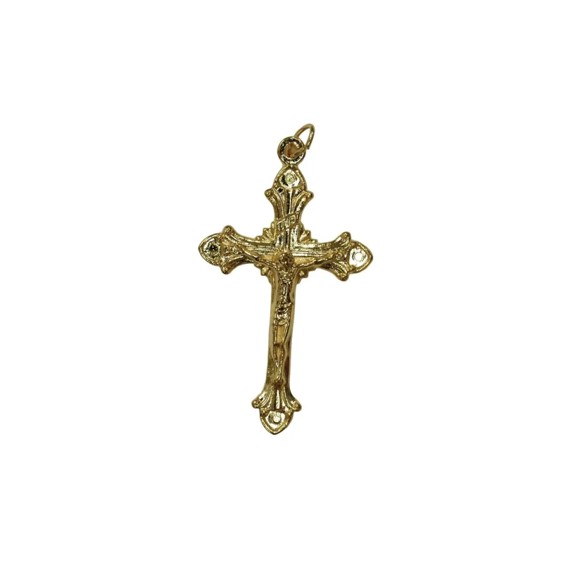 Crucifix, 50mm Metal Cross & Corpus, Gold Tone Pendant, Quality Made in Italy