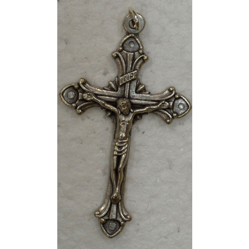 Crucifix, 50mm Metal Cross & Corpus, Silver Tone Pendant, Quality Made in Italy