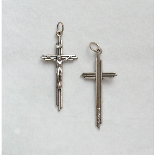 Crucifix, 38mm Metal Cross & Corpus, Silver Tone Pendant, Quality Made in Italy