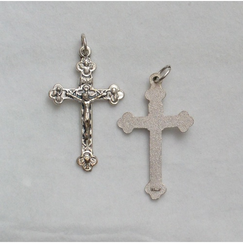 Crucifix, 37mm 4 Basilicia Metal Cross & Corpus, Silver Tone, Made In Italy, Quality