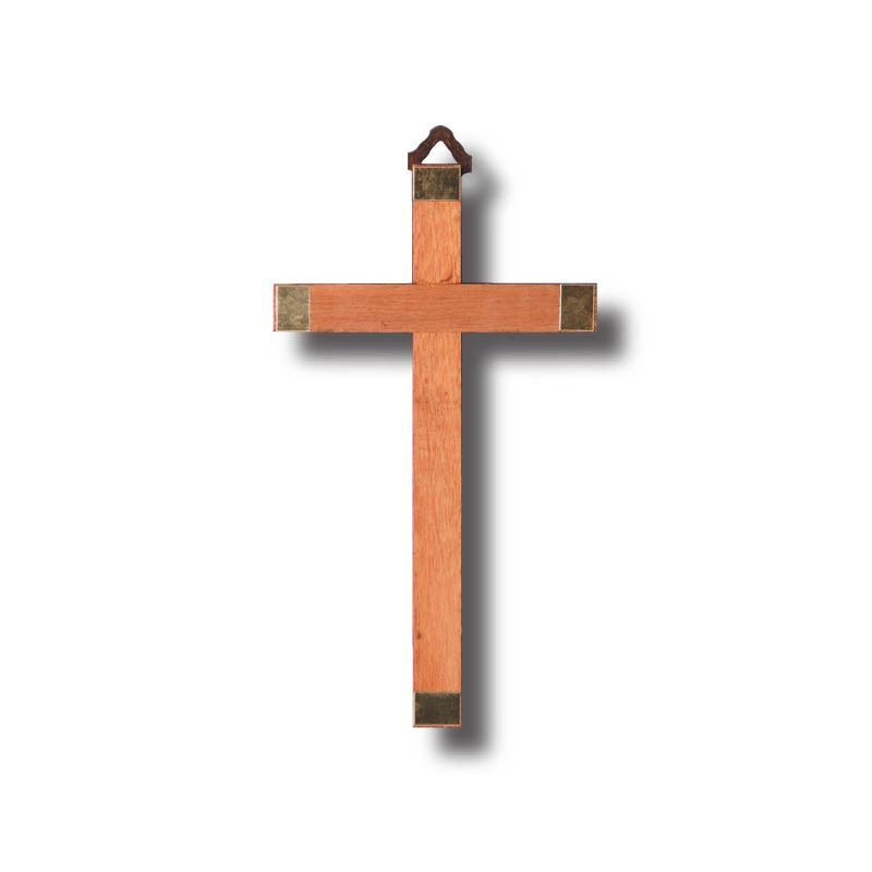 Made in Italy Wood Wall Cross With Gold Tone Tips, 130mm x 75mm