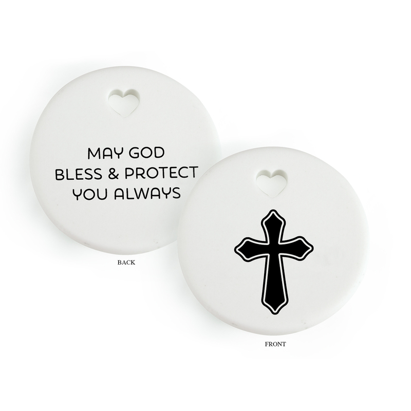 BLESS AND PROTECT Heartfelt Ceramic Token, 35mm Diameter