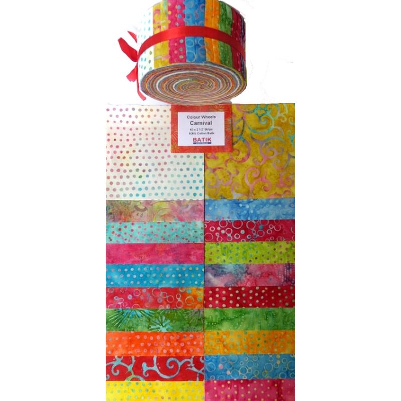 Batik Australia CARNIVAL Colour Wheel Roll, 40 x 2 1/2" Strips - LIMITED STOCK