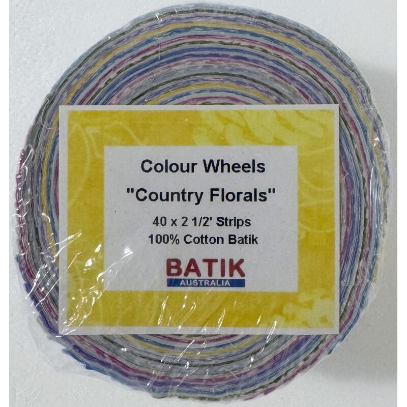 Batik Australia Country Florals Colour Wheel Jelly Roll, 40 x 2 1/2" Strips