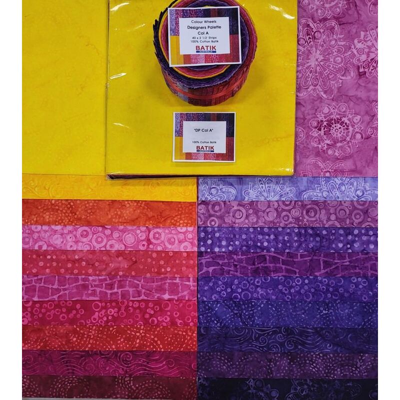 Batik Australia DESIGNERS PALETTE A, Colour Wheel Roll, 40 x 2 1/2" Strips - LIMITED STOCK