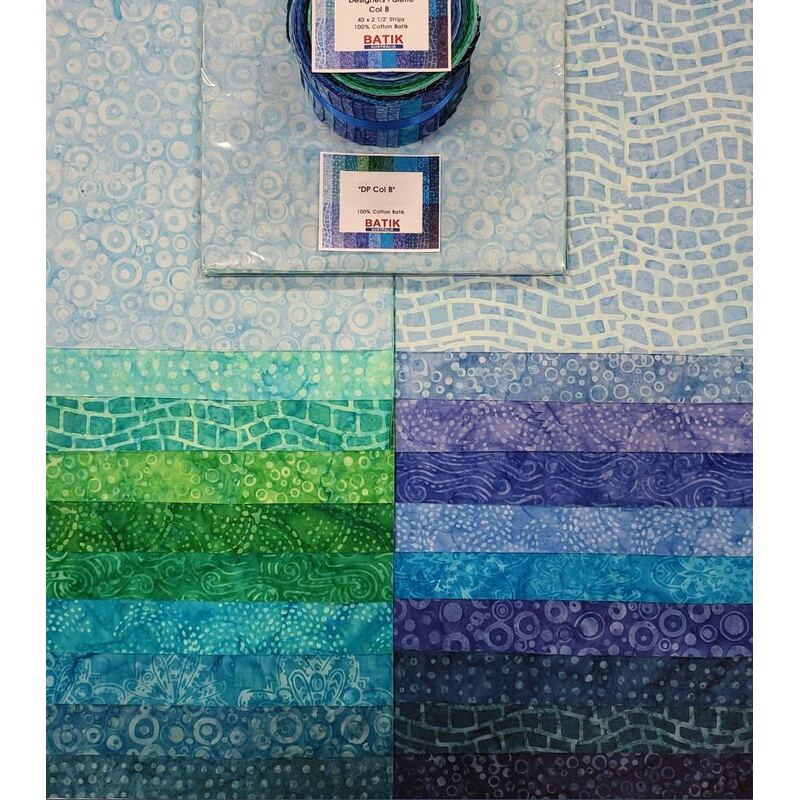 Batik Australia DESIGNERS PALETTE B, Colour Wheel Roll, 40 x 2 1/2" Strips - LIMITED STOCK