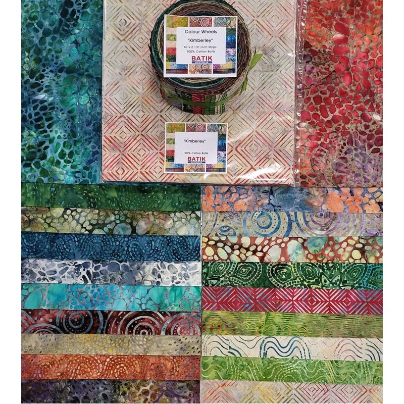 Batik Australia KIMBERLEY Colour Wheel Jelly Roll, 40 x 2 1/2" Strips - LIMITED STOCK
