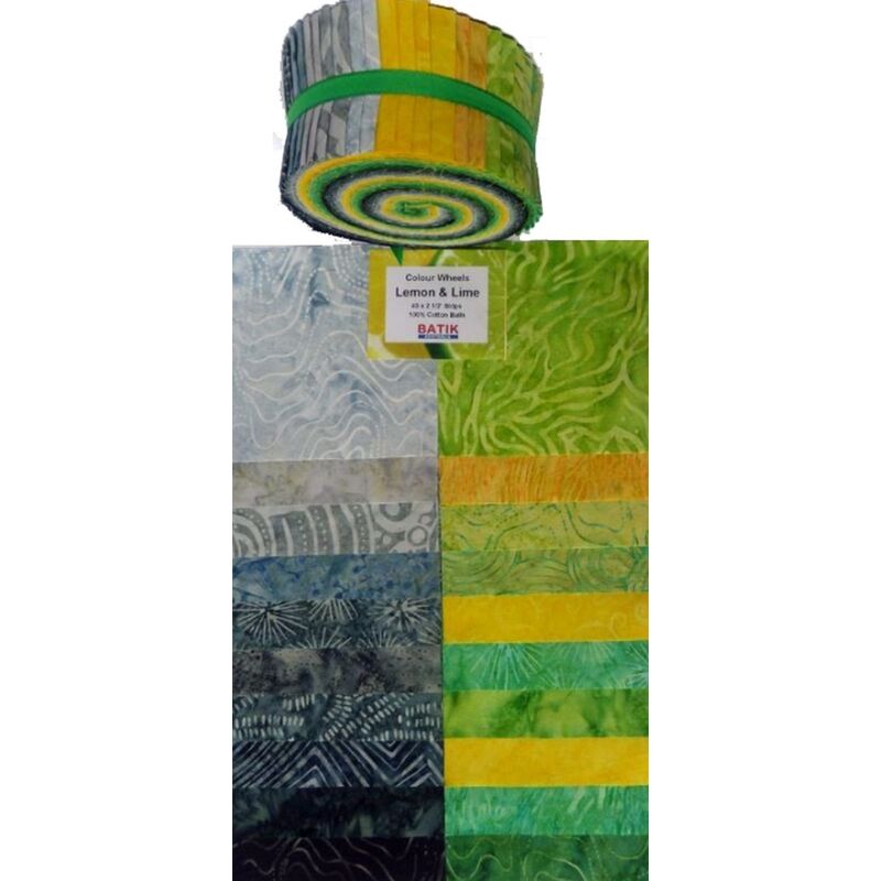Batik Australia LEMON & LIME Colour Wheel Roll, 40 x 2 1/2" Strips - LIMITED STOCK