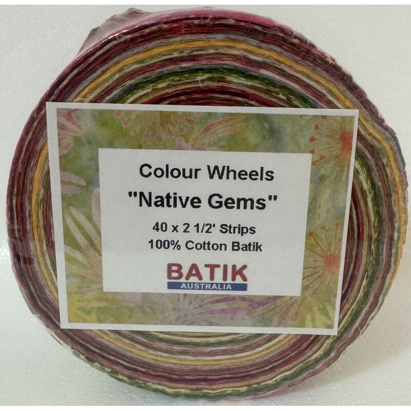 Batik Australia NATIVE GEMS Colour Wheel Roll, 40 x 2 1/2" Strips