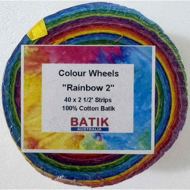 Batik Australia RAINBOW 2 Colour Wheel Jelly Roll, 40 x 2 1/2" Strips