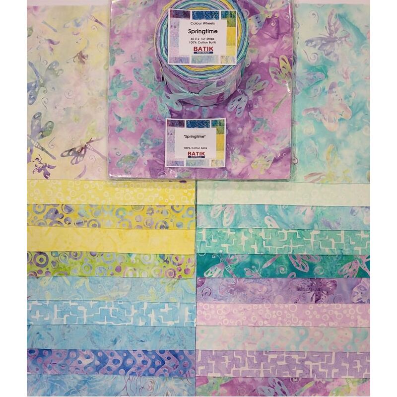 Batik Australia SPRINGTIME Colour Wheel Roll, 40 x 2 1/2" Strips - LIMITED STOCK