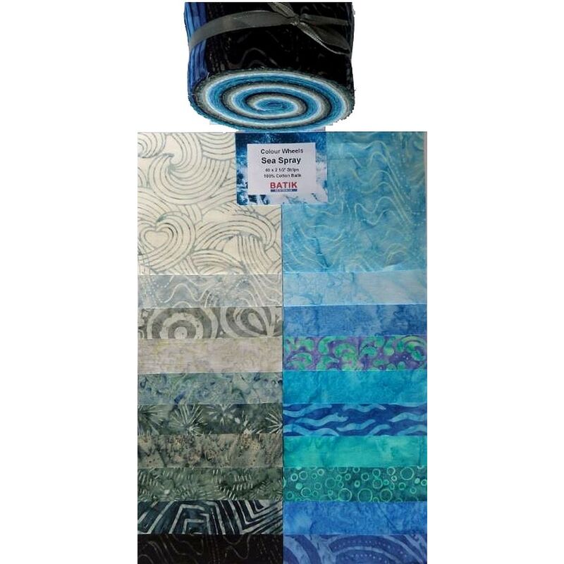 Batik Australia SEA SPRAY Colour Wheel Roll, 40 x 2 1/2" Strips - LIMITED STOCK