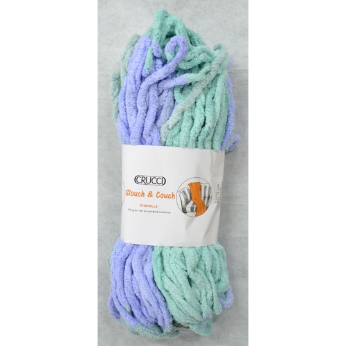 Crucci Slouch & Couch #152 AQUA, Knitting Yarn Polyester Chenille 20 Ply 100g Hank