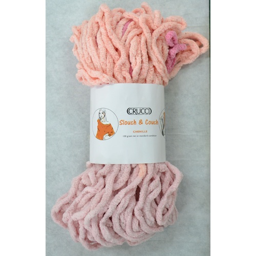 Crucci Slouch & Couch #153 PINK, Knitting Yarn Polyester Chenille 20 Ply 100g Hank