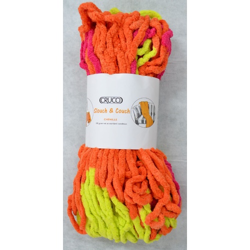 Crucci Slouch & Couch #158 TUTTI FRUTTI, Knitting Yarn Polyester Chenille 20 Ply 100g Hank