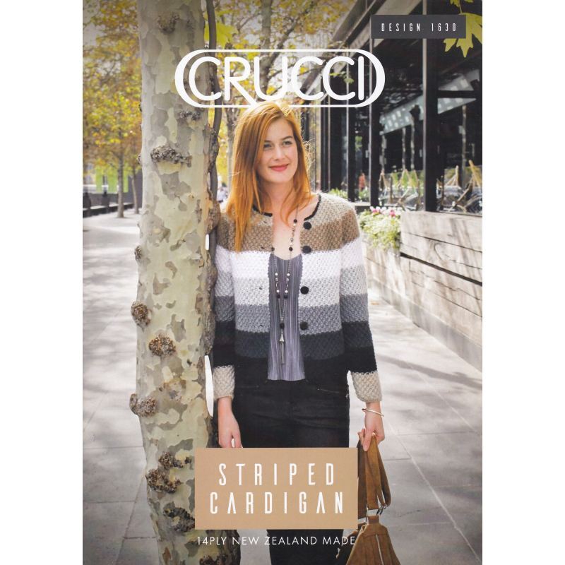 Striped Cardigan Crucci Knitting Pattern 1630 for 14 Ply Yarns
