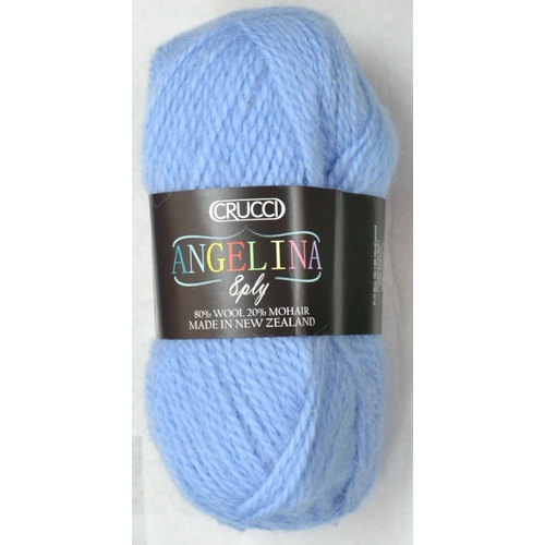 Crucci Angelina Knitting Yarn 80% Wool, 20% Mohair, 8 Ply 50g Ball, BLUE