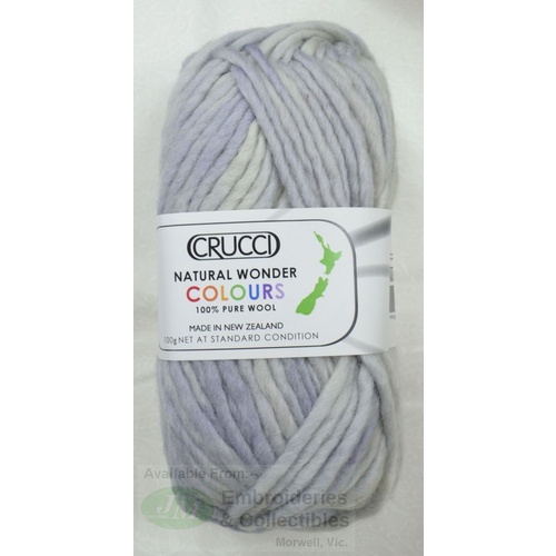 Crucci Natural Wonder Colours Knitting Yarn, Pure Wool, 18 Ply, 100g Ball #53 SILVER