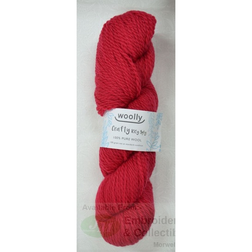 Woolly Crafty Knitting Yarn 100% Pure Wool 8 Ply, 100g Hanks #14 RED