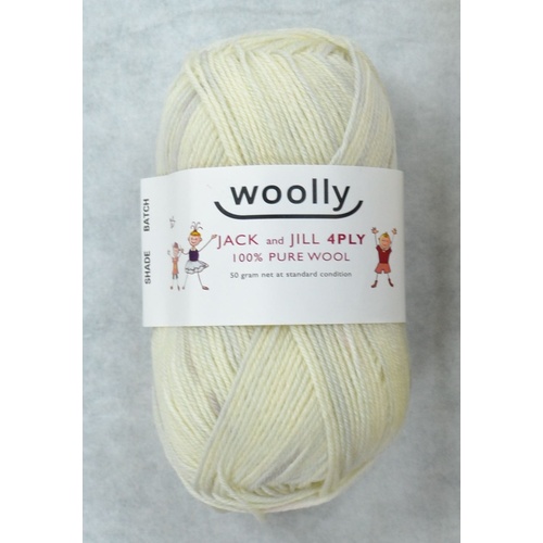 Woolly Jack & Jill Knitting Yarn 100% Pure Wool 4 Ply, 50g Ball #137 WHITE GREY PINK