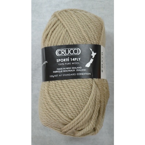 Crucci Sporte Knitting Yarn, Pure Wool, 14 Ply, 100g Ball #101 BEIGE