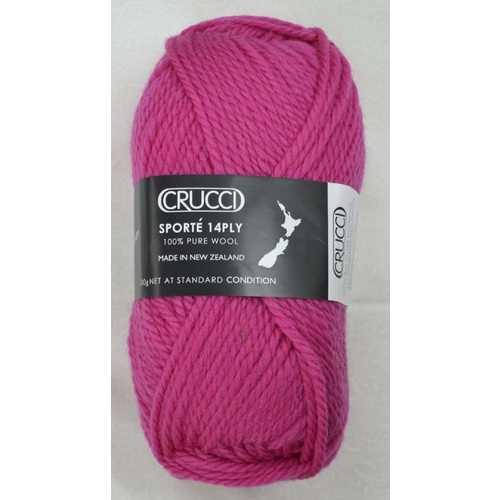 Crucci Sporte Knitting Yarn, Pure Wool, 14 Ply, 100g Ball #118 THISTLE