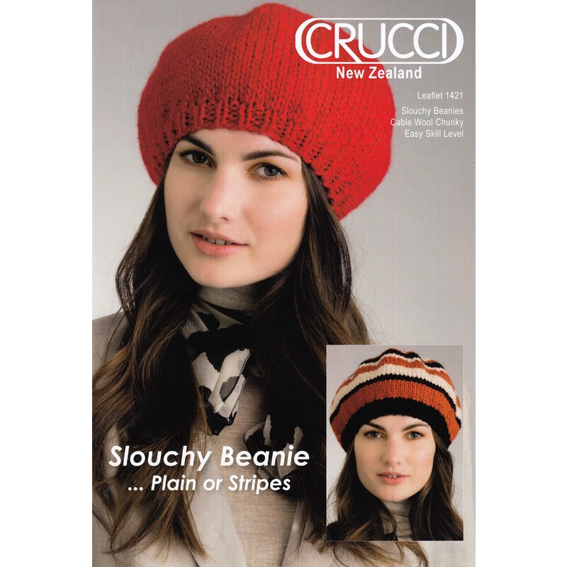 Crucci Knitting Pattern 1421, Chunky Wool Slouchy Beanies