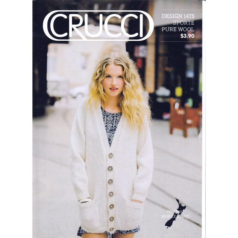 Retro Classic Raglan Cardigan Crucci Pattern 1475 for 14 Ply