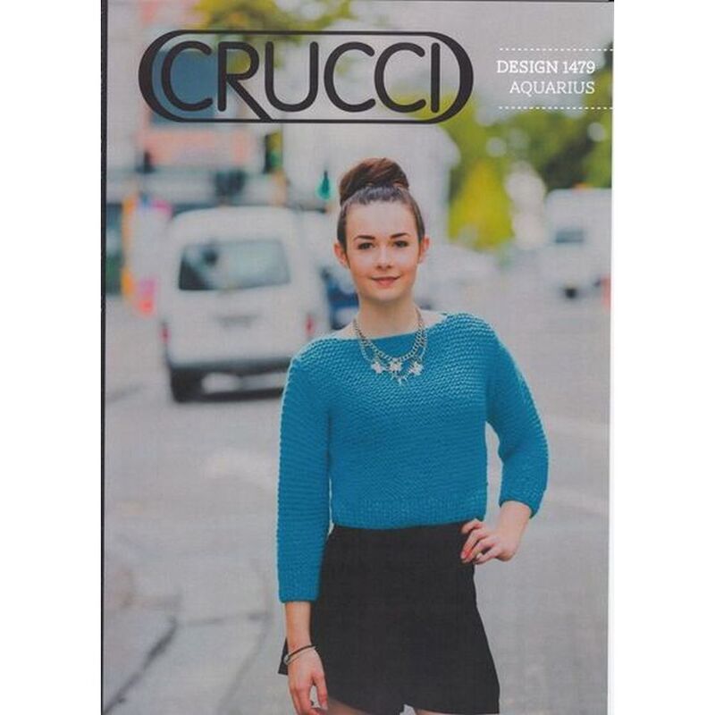 Crucci Knitting Pattern 1479, Cropped Garter Sweater, For 12 Ply Yarn