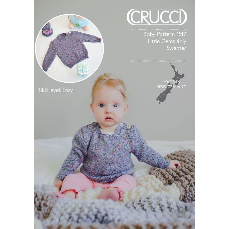 Crucci Knitting Pattern 1517, 4 Ply Baby, Little Gems Sweater, Sizes 0 to 24 Months