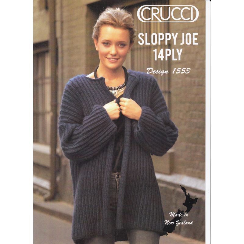 Oversized Cardigan Crucci Knitting Pattern 1553 for 14 Ply Yarn