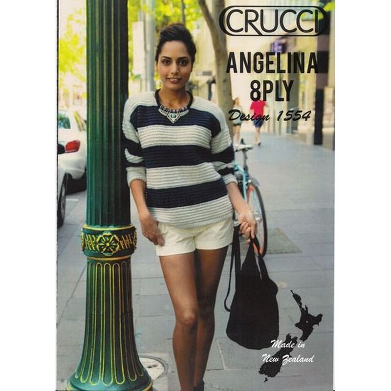 Crucci Knitting Pattern 1554, Textured Striped Sweater, Designed for 8 Ply Wool