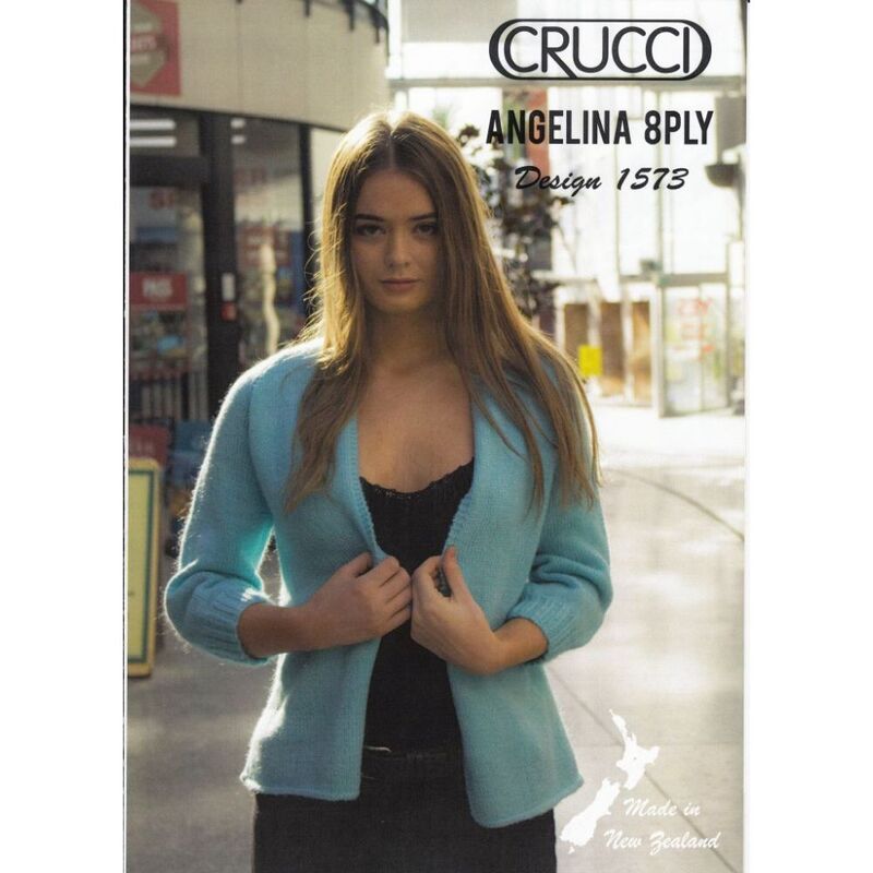 Crucci Knitting Pattern 1573, Slouchy Cardigan, Designed for Angelina 8 Ply Wool