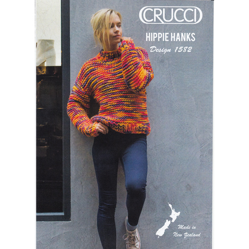 Crucci Knitting Pattern 1582, Polo Neck Sweater, Designed for 18 Ply 100% Pure Wool