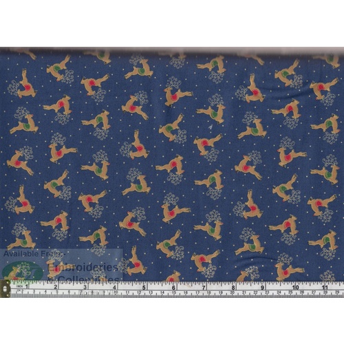 Makower UK Fabrics Novelty Christmas Reindeer Blue, 110cm Wide