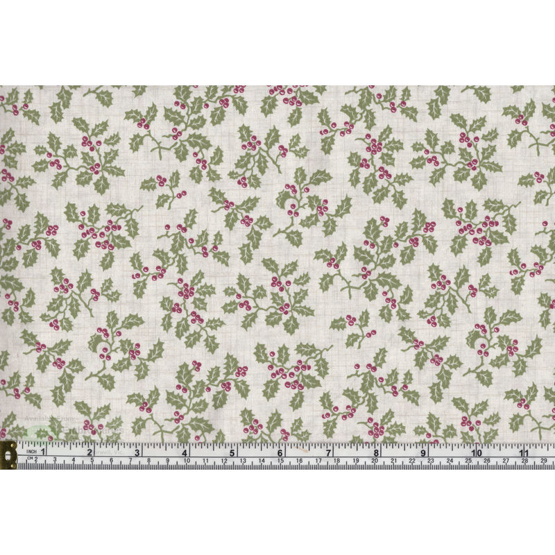Makower UK, Balmoral Holly Cream 1602Q Cotton Fabric, 110cm Wide, per Metre