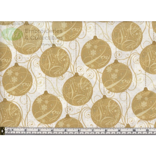 Windham Fabrics Sparkle Christmas Baubles GOLD 110cm Wide Cotton Fabric