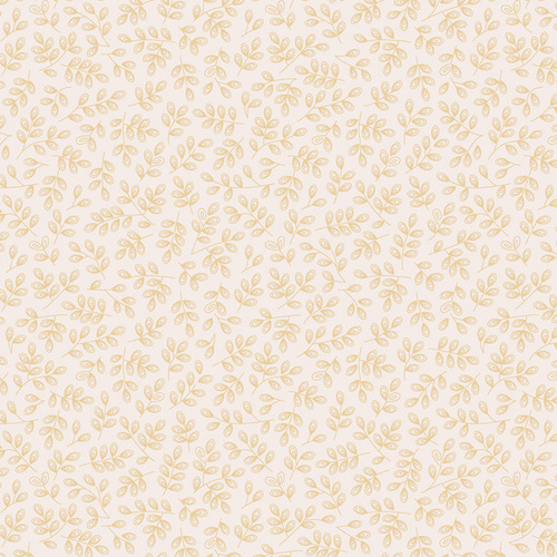 Luetenegger Mint Leaves, Gold On Cream, 110cm wide per 50cm