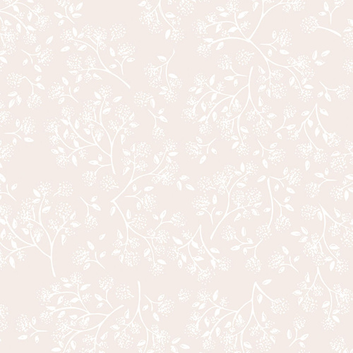 Leutenegger Fabric, Spring Sprigs White on Cream 110cm wide Per 50cm