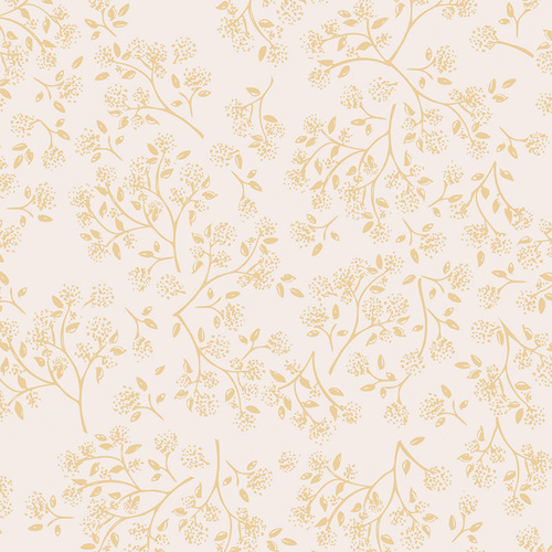 Leutenegger Tone on Tone Spring Sprigs Gold on Cream 110cm Wide per 50cm