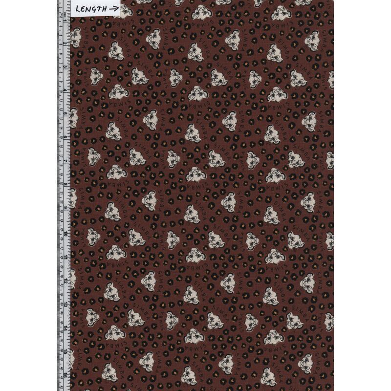 Disney Simba Leopard Print Taupe, Cute & Wild Collection 110cm Wide Cotton Fabric