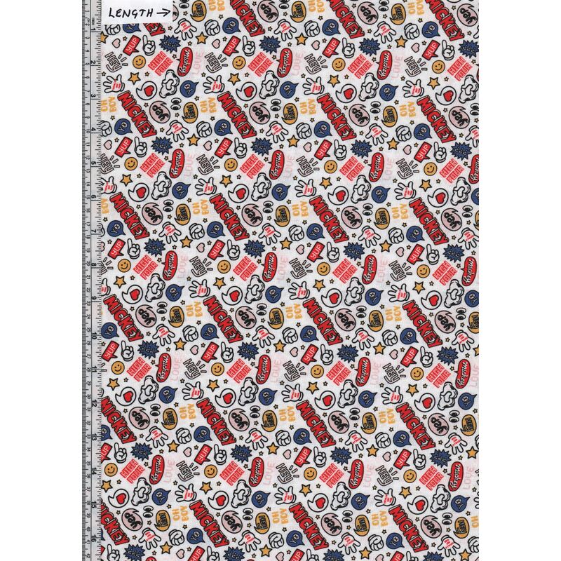 Disney Mickey Totally Got This White, It's A Mickey Thing 110cm Wide Cotton Fabric