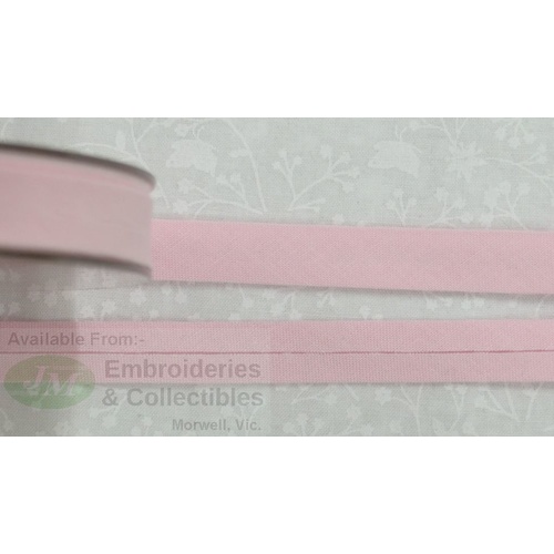 Cotton Bias Binding, 12mm Single Folded, FULL 20 Metre ROLL, BABY PINK