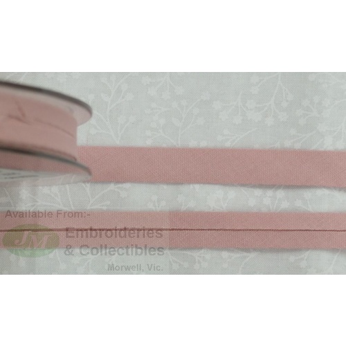 Cotton Bias Binding, 12mm Single Folded, FULL 20 Metre ROLL, DUSTY PINK