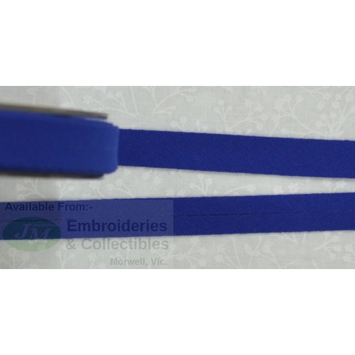 Cotton Bias Binding, 12mm Single Folded ROYAL BLUE - 1.8m REMNANT
