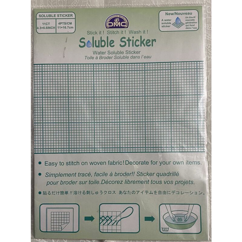 DMC Water Soluble Sticker, Stick It, Stitch It, Wash It, 11ct Grid, 11 x 16.7cm